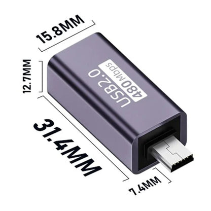 USB-B Female to Mini USB Male 480Mbps Adapter Aluminum Alloy Connector for Electric Piano / Printer