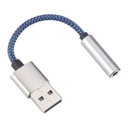 USB Male to 3.5mm Female Audio Adapter Nylon Braided Cord Stereo Sound AUX Adapter