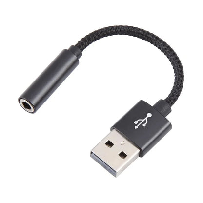 USB Male to 3.5mm Female Audio Adapter Nylon Braided Cord Stereo Sound AUX Adapter