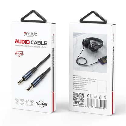 YESIDO YAU43 3.5mm Headphone Audio Cable Extension Cord 1m AUX Male to Male Wire