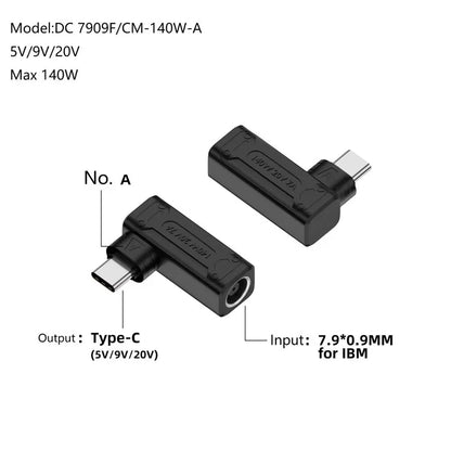 DC 7.9x0.9 Female to Type-C Male 140W Laptop Charging Adapter Mini Converter