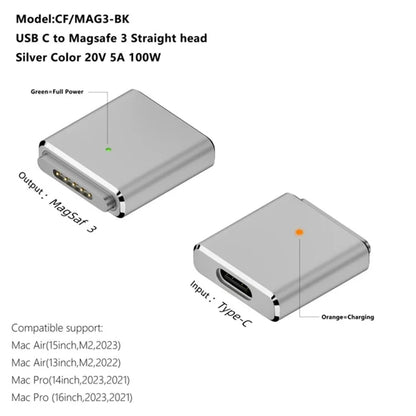 For MacBook PD 100W Compatible with MagSafe 3 to Type C Female Aluminum Alloy Converter