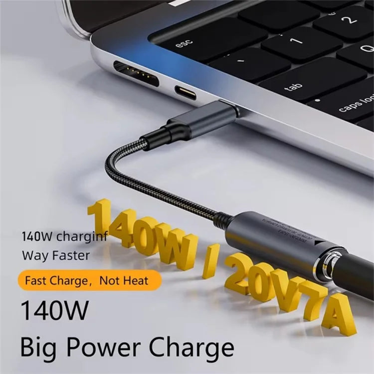 For Lenovo Yellow Square Port Laptop 140W DC Female to Type-C Male Adapter