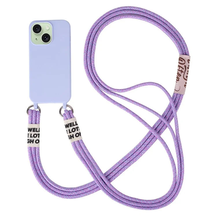 For iPhone 15 Case TPU Phone Cover with 3-Ropes Lanyard