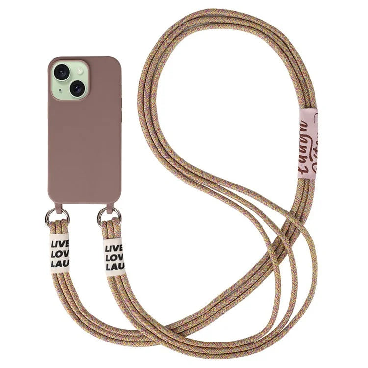 For iPhone 15 Case TPU Phone Cover with 3-Ropes Lanyard