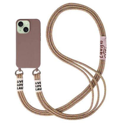 For iPhone 15 Case TPU Phone Cover with 3-Ropes Lanyard