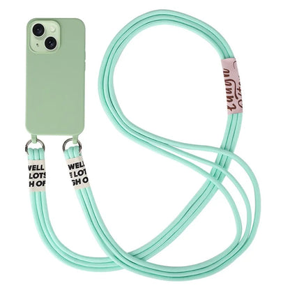 For iPhone 15 Case TPU Phone Cover with 3-Ropes Lanyard