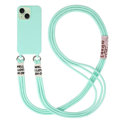 For iPhone 15 Case TPU Phone Cover with 3-Ropes Lanyard