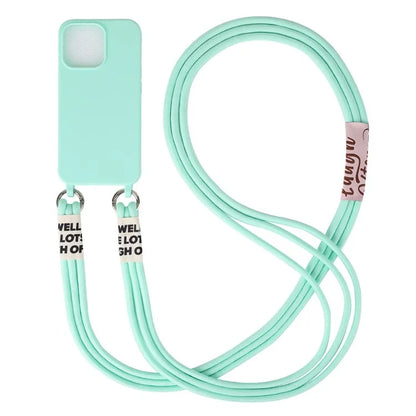 For iPhone 15 Case TPU Phone Cover with 3-Ropes Lanyard