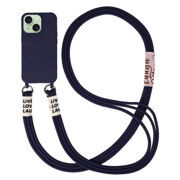 For iPhone 15 Case TPU Phone Cover with 3-Ropes Lanyard