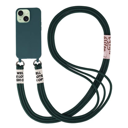 For iPhone 15 Case TPU Phone Cover with 3-Ropes Lanyard
