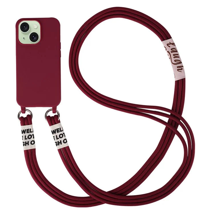 For iPhone 15 Case TPU Phone Cover with 3-Ropes Lanyard