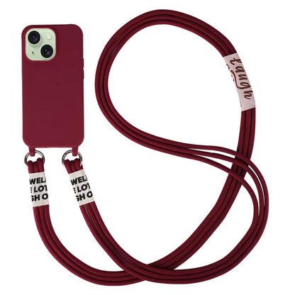 For iPhone 15 Case TPU Phone Cover with 3-Ropes Lanyard