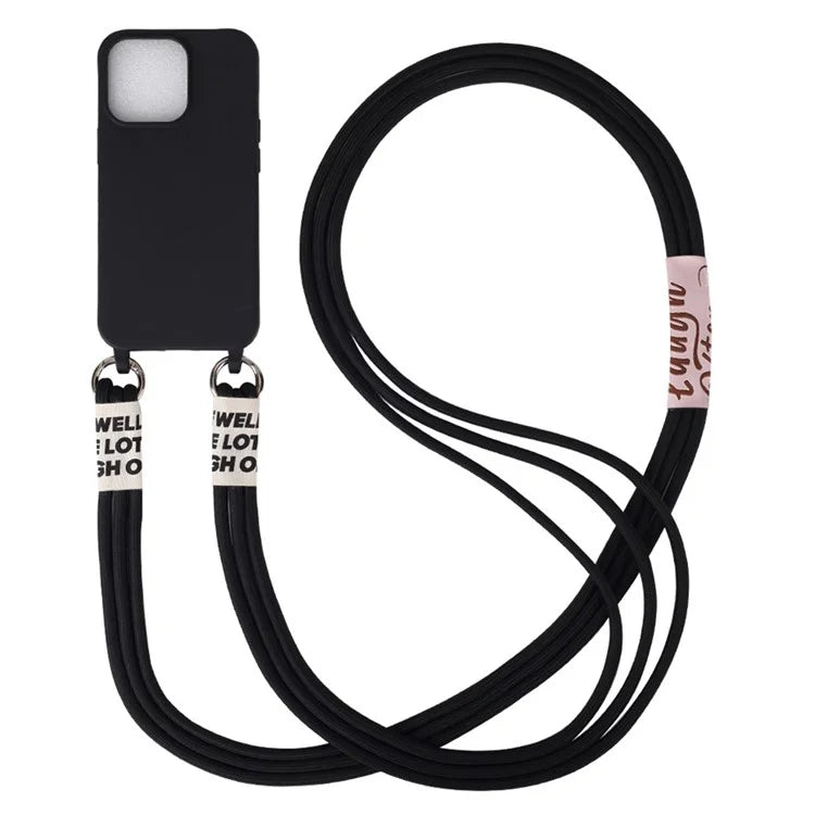 For iPhone 15 Case TPU Phone Cover with 3-Ropes Lanyard
