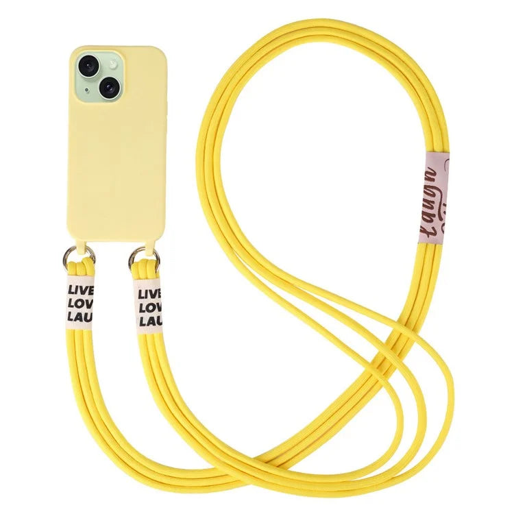 For iPhone 15 Case TPU Phone Cover with 3-Ropes Lanyard