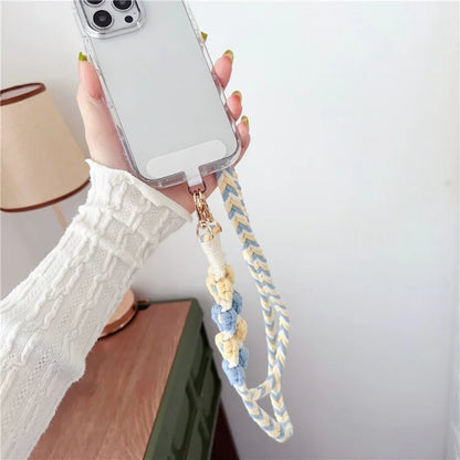 Braided Phone Lanyard Cotton Rope Daisy Flower Phone Crossbody Strap, Length: 120cm (Not Adjustable)