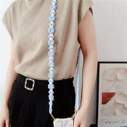 Adjustable Phone Lanyard Cotton Rope Braided Daisy Flower Crossbody Strap, Length: 120cm
