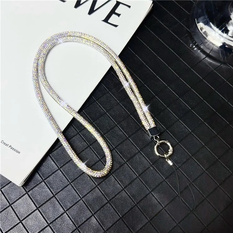 Stylish Rhinestone Phone Lanyard Cotton Rope Universal Neck Strap, Length: 80cm
