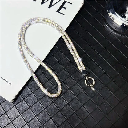 Stylish Rhinestone Phone Lanyard Cotton Rope Universal Neck Strap, Length: 80cm