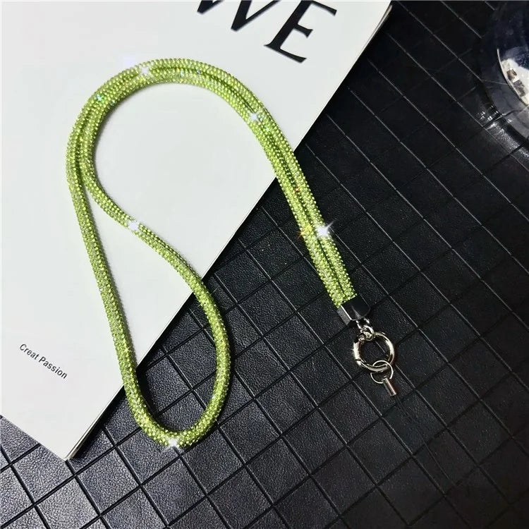 Stylish Rhinestone Phone Lanyard Cotton Rope Universal Neck Strap, Length: 80cm