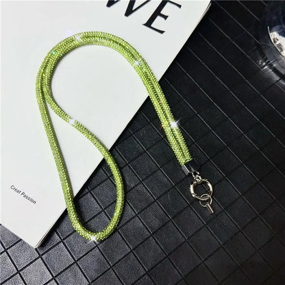 Stylish Rhinestone Phone Lanyard Cotton Rope Universal Neck Strap, Length: 80cm