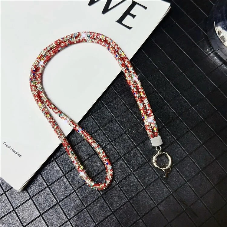 Stylish Rhinestone Phone Lanyard Cotton Rope Universal Neck Strap, Length: 80cm