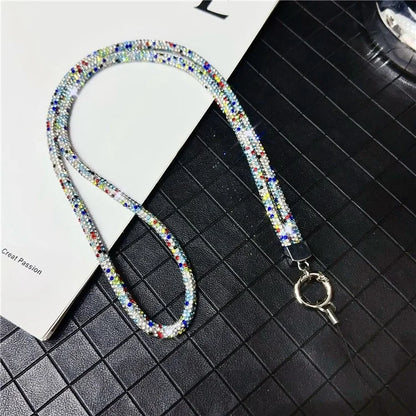 Stylish Rhinestone Phone Lanyard Cotton Rope Universal Neck Strap, Length: 80cm
