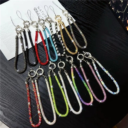 Phone Wrist Strap Shiny Rhinestone Decor Hand Strap Lanyard, Length: 25cm