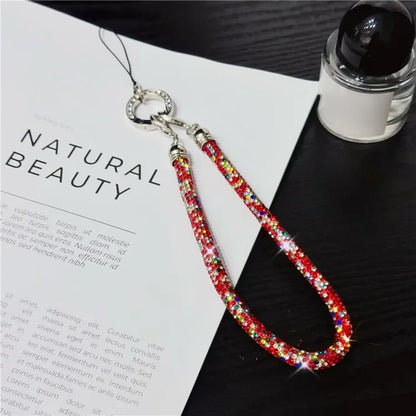 Phone Wrist Strap Shiny Rhinestone Decor Hand Strap Lanyard, Length: 25cm