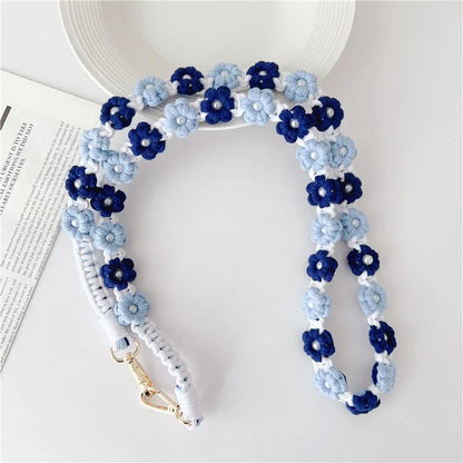 Phone Lanyard Cotton Rope Braided Daisy Flower Crossbody Strap, Length: 120cm