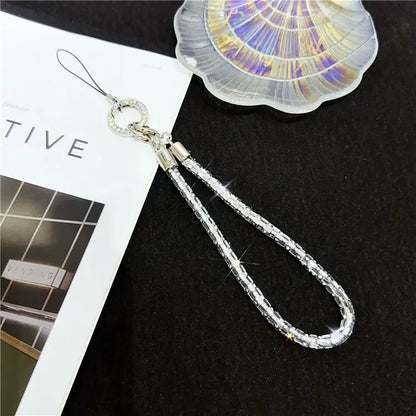 Phone Wrist Strap Lanyard Universal Hand Strap Square Rhinestones Decor, Length: 25cm