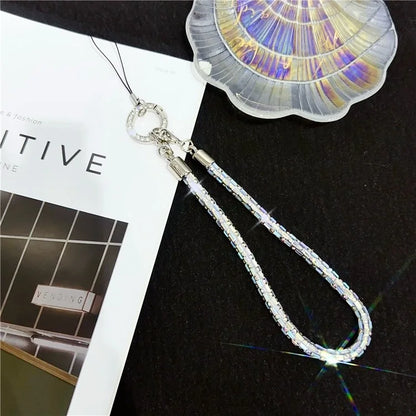 Phone Wrist Strap Lanyard Universal Hand Strap Square Rhinestones Decor, Length: 25cm