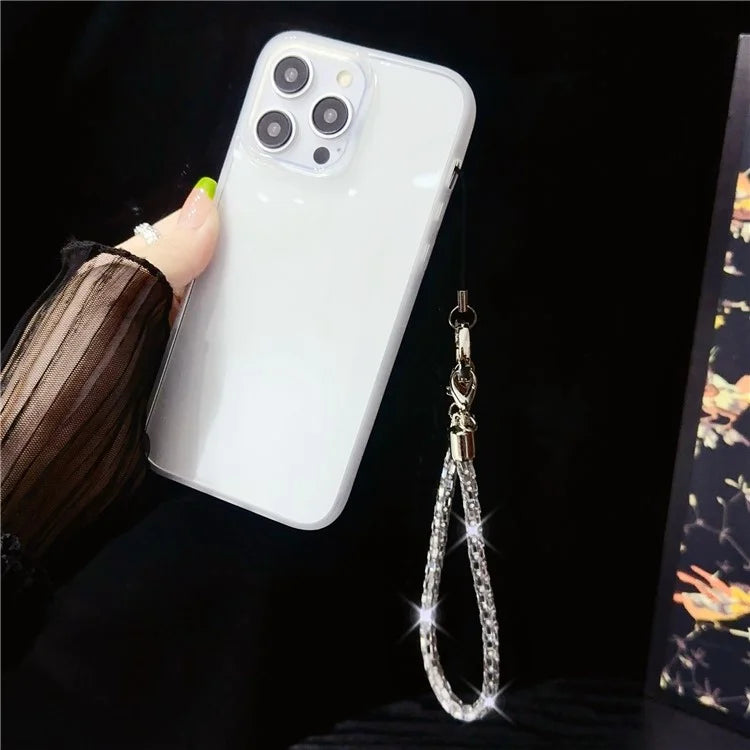 Phone Wrist Strap Lanyard Universal Hand Strap Square Rhinestones Decor, Length: 25cm