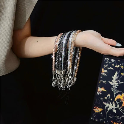 Phone Wrist Strap Lanyard Universal Hand Strap Square Rhinestones Decor, Length: 25cm