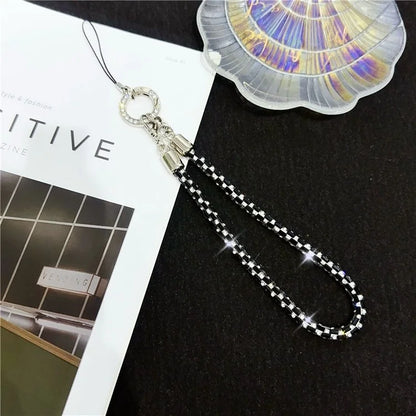 Phone Wrist Strap Lanyard Universal Hand Strap Square Rhinestones Decor, Length: 25cm