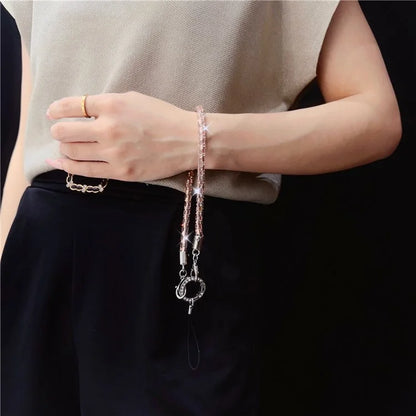 Phone Wrist Strap Lanyard Universal Hand Strap Square Rhinestones Decor, Length: 25cm