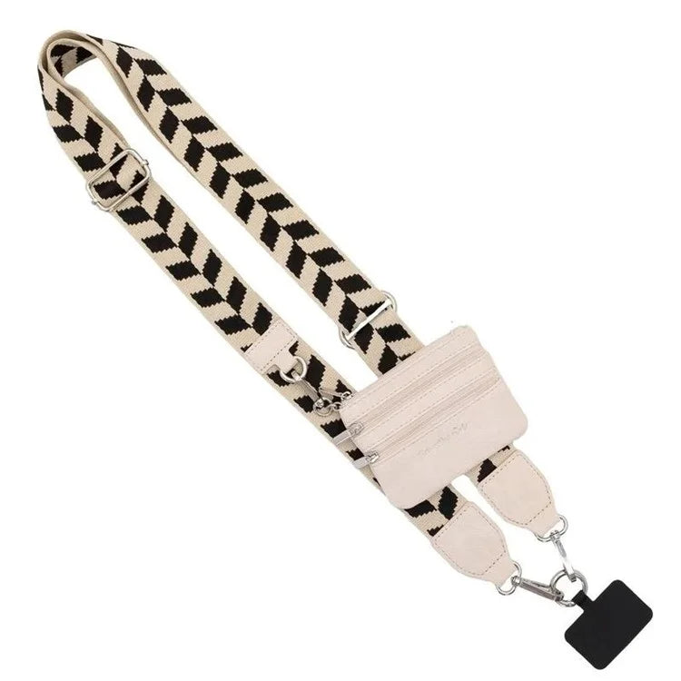 Phone Lanyard with Small Pouch and Tether Tab Nylon Adjustable Crossbody Shoulder Strap, Length: 148cm