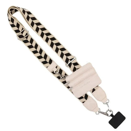 Phone Lanyard with Small Pouch and Tether Tab Nylon Adjustable Crossbody Shoulder Strap, Length: 148cm