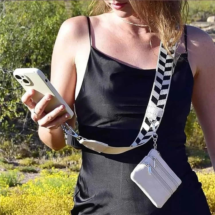 Phone Lanyard with Small Pouch and Tether Tab Nylon Adjustable Crossbody Shoulder Strap, Length: 148cm