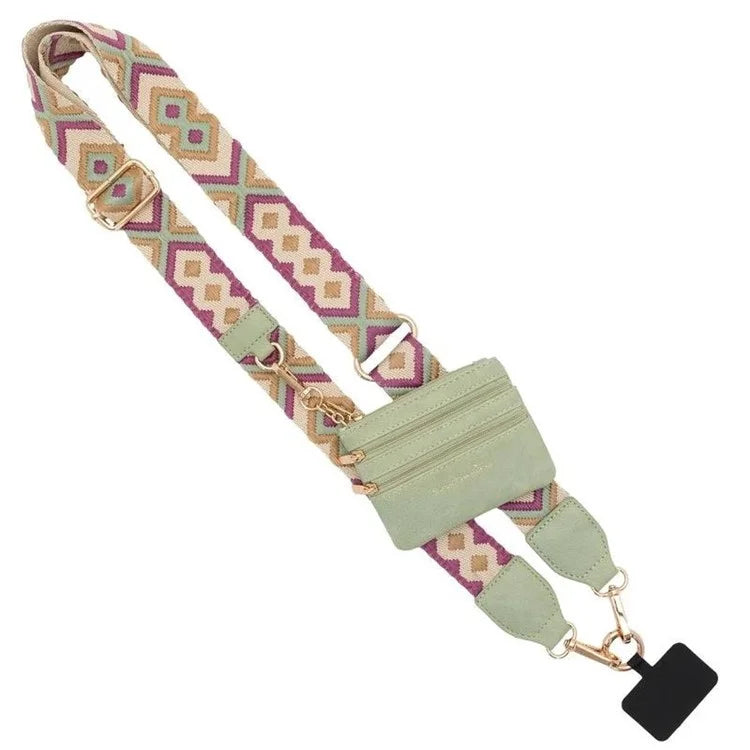 Phone Lanyard with Small Pouch and Tether Tab Nylon Adjustable Crossbody Shoulder Strap, Length: 148cm