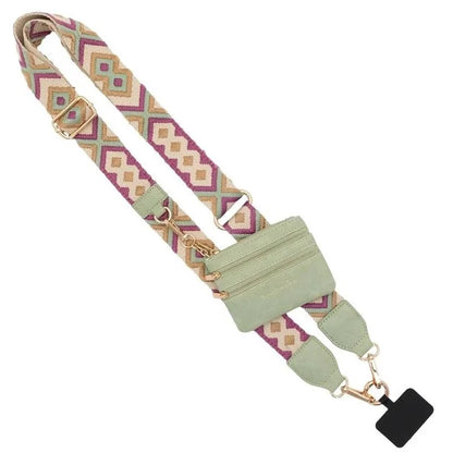Phone Lanyard with Small Pouch and Tether Tab Nylon Adjustable Crossbody Shoulder Strap, Length: 148cm