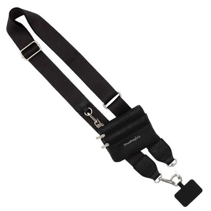 Phone Lanyard with Small Pouch and Tether Tab Nylon Adjustable Crossbody Shoulder Strap, Length: 148cm