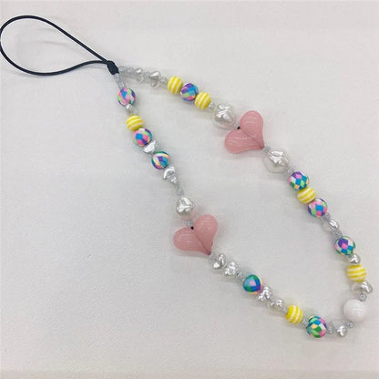 Beaded Phone Charms Key Chain Anti-Lost Phone Lanyard Wrist Strap, Length: 16cm+5cm