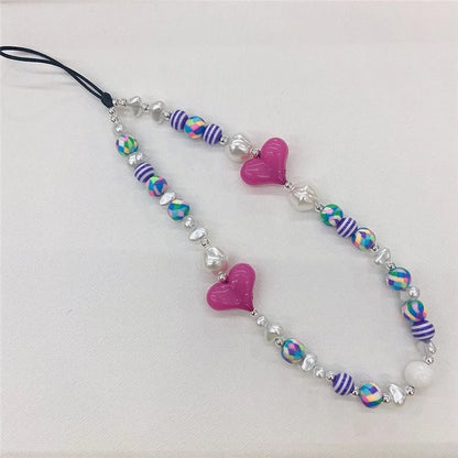 Beaded Phone Charms Key Chain Anti-Lost Phone Lanyard Wrist Strap, Length: 16cm+5cm