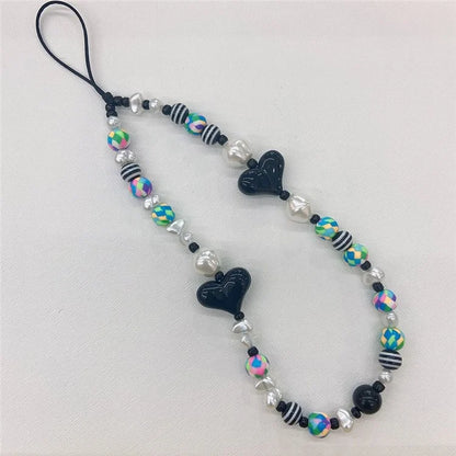 Beaded Phone Charms Key Chain Anti-Lost Phone Lanyard Wrist Strap, Length: 16cm+5cm