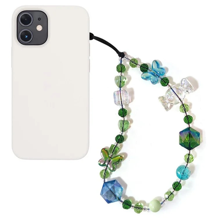 Beaded Phone Charm Strap Detachable Phone Anti-Lost Chain, Length: 16cm+5cm