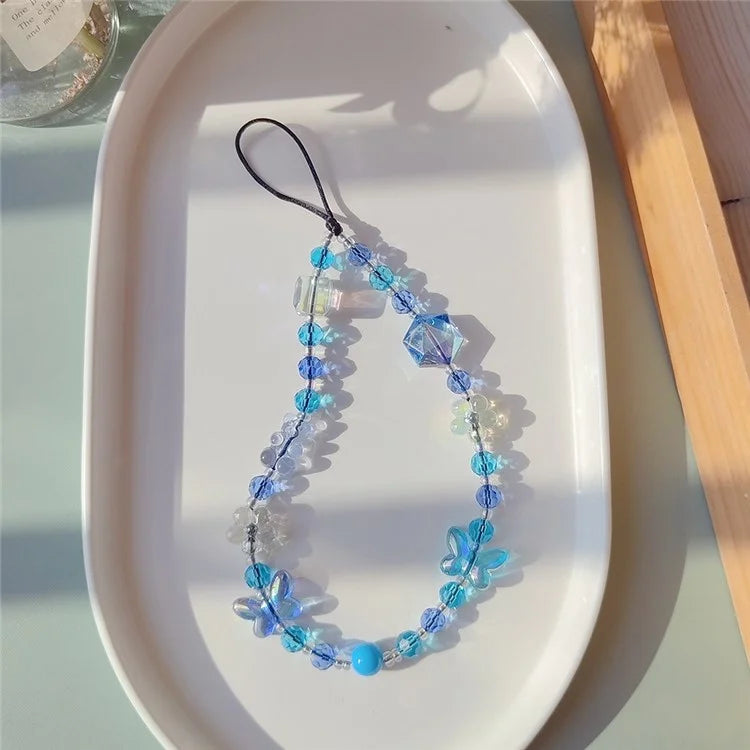 Beaded Phone Charm Strap Detachable Phone Anti-Lost Chain, Length: 16cm+5cm