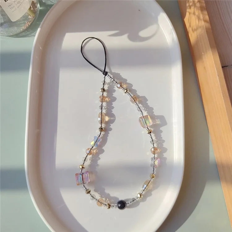 Beaded Phone Charm Strap Detachable Phone Anti-Lost Chain, Length: 16cm+5cm