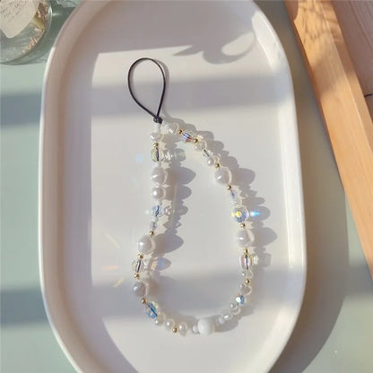Beaded Phone Charm Strap Detachable Phone Anti-Lost Chain, Length: 16cm+5cm