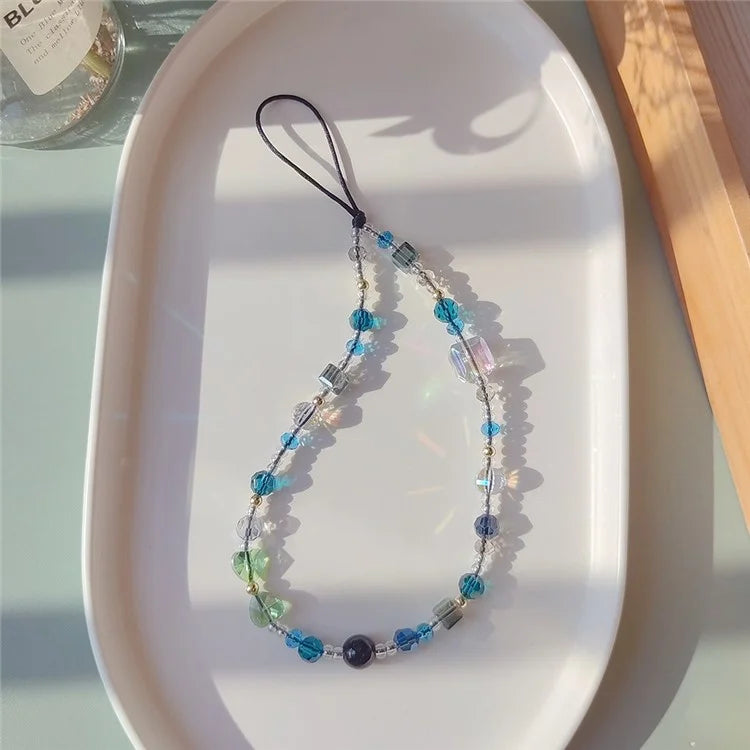 Beaded Phone Charm Strap Detachable Phone Anti-Lost Chain, Length: 16cm+5cm